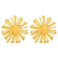 Fashionable sunburst geometric stainless steel earrings in gold finish for women - Sunburst Flower Style (6426)