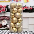 Set of 24 pieces 3cm golden Christmas balls with shiny matte and glitter textures - Gold Mixed Style / 3cm