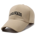 Gorra de béisbol beige de algodón con bordado Colorado y visera larga de sol - Caqui