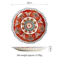 Bohemian 28cm ceramic plate with red mandala patterns for steaks and pasta - Brasilia (11 Inch)
