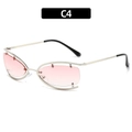 Occhiali Y2K senza montatura argento con lenti sfumate rosa stile farfalla - Rosa