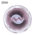 Self-adhesive reusable thick false eyelashes style ZD06 in a purple glitter storage case - ZD06