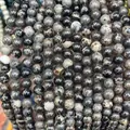Polished natural map stone round beads with black and grey marble texture for DIY jewelry - Black Grey Emperor Stone 2
