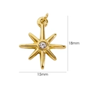 Ciondolo stella a otto punte dorato con diamante trasparente, 18mm x 15mm - Zirconia Bianca