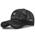 Casquette de sport noire en mesh respirant avec logo écusson et broderie blanche - Noir