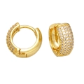 Orecchini a cerchio in zircone placcati oro 18 carati con design geometrico rotondo - Bianco