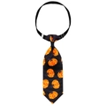 Halloween pet necktie with orange pumpkin pattern and adjustable black collar strap - Black Orange Pumpkin (NT267-4)