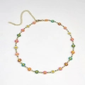 Colorful daisy enamel flower necklace in gold finish with adjustable lobster clasp - Little Flower Necklace / Colorful