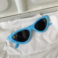 Polygonal cat eye dopamine blue heart sunglasses with black lenses and glossy finish - Triangle Blue Grey Lens Cat Eye
