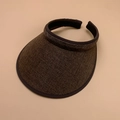 Classic brown straw open top sun hat with elegant black trim for summer UV protection - 56-60cm / Dark Brown
