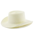 Detail of cream straw sun hat showing fine woven fiber texture and curved brim edge - M (56-58cm) / Creamy White