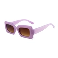 Retro purple rectangular frame sunglasses with gradient brown lenses for a stylish look - Jelly Purple Frame Gradient Tea Lens