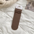 Women's slouch cotton socks in dark coffee brown with ribbed cuffs and packaging - Dark Coffee