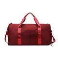 Deep red multi-functional fitness travel bag with waterproof fabric and shoulder strap - Burgundy