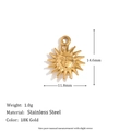 18K gold plated stainless steel sun pendant charm with 14.6mm height and 11.8mm width - Sun Smile Face Pendant