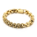 Gothic men's gold skeleton link bracelet featuring square chain and secure clasp - Gold (KB152158-KFC)