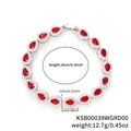 Silver bracelet with red pear-cut zircon pendants and sparkling halo setting - Red Zirconia Platinum