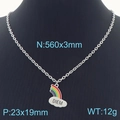 Rainbow cloud pendant necklace with DIEM engraving on a black mannequin display - Rainbow Cloud DIEM Text Style (KN231698-K)