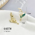 Detail of 31mm lily of the valley alloy charms with green leaves and white beads - 4407# Gold Lily of the Valley