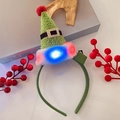 Cute green plush Christmas elf hat headband with colorful LED lights for holiday parties - 13# Green Plush Hat with Belt Decoration