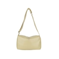 Minimalist beige soft leather tote bag with adjustable shoulder strap and zipper closure - Yellow