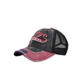 Dettaglio laterale del cappello NYC vintage con ricamo 1973 e rete traspirante nero - Regolabile / Cappello Trucker in Rete NYC ORIGINAL Lavato Nero