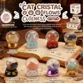 Cat-shaped crystal stone blind box figurines with various gemstones and colorful bases - Meow Crystal Smooth Luck Full Set Box - 6 Pcs