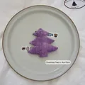 Purple tweed Christmas tree ornament handmade fabric craft accessory 9cm by 8cm size - Christmas Tree A-05 (Purple)