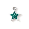 Colgante de estrella plateada con brillantes verdes para crear joyería DIY - Diamante de Imitación Verde Plateado