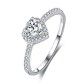 S925 sterling silver ring with 5mm heart-shaped moissanite and halo diamond setting - Fdjz-100-0.5ct Moissanite (d Color)