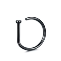 Close-up of black metal C-shaped nose ring with smooth finish on white background - Style B / 0.8x10mm / Black