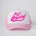 Cappellino trucker rosa e bianco con stampa Let's go Party e rete per uso all'aperto - Taglia unica / Rosa Bianco