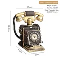 Retro resin telephone model in black and gold with detailed dimensions and 730g weight - Retro Rotary Dial Telephone