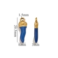 Blue and gold enamel chili pepper charm with detailed measurements and dimensions - Gold-Dark Blue