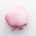 Pink satin hair sleep bonnet with adjustable ribbon tie for women hair care - Pink