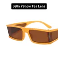 Chic rectangular sunglasses with transparent jelly yellow frames and tea-colored lenses - Jelly Yellow Tea Lens