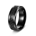 Men's black stainless steel ring with a distinctive black carbon fiber inlay design - US 6 / Black