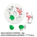 White silicone flamingo and monstera leaf mold for DIY cake decorating and crafts - 3# Round Flamingo & Leaf / Gray