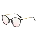 Fashionable oversized glasses frames in black and gold finish with a minimalist design - Glossy Black Gold - Blush Lens / Non-Prescription Blue Light Blocking