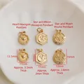 Makroaufnahme von 14K vergoldeten Herz- und Stern-Mond-Anhängern für DIY-Schmuck - 11mm Herz Runder Anhänger