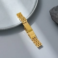 Minimalist gold titanium steel watch band style identity bracelet with polished plate - 8mm Gold Curved Five Beads