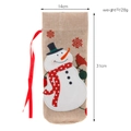 Christmas burlap wine bottle bag with snowman embroidery and red bird, 31x14cm size - Snowman