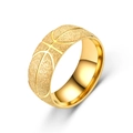 Frosted gold basketball texture ring for men in durable stainless steel with matte finish - US 6 / Gold
