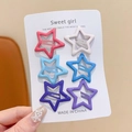 Set of 6 colorful matte star hair clips on display card for children and women - 6-Piece Set (67#)