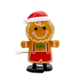 Wind-up gingerbread man toy with red Christmas hat on a clean white background - Wind-up Walking Gingerbread Man