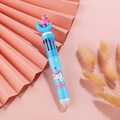 Blue ten-color unicorn ballpoint pen with a cartoon 3D figure on top for stationery - Moon Unicorn - Blue