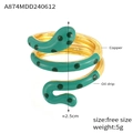 Snake-shaped multi-layered gold-plated ring with green oil drip pattern for women - One Size/Open / Gold Light Green