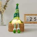 Gnome de Noël vert lumineux avec bonnet à flocons et barbe à éclairage LED chaud - Jambe Longue / Vert