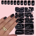 Unghie finte nere corte quadrate in confezione con mano modella per effetto elegante - Nero (120 pezzi/scatola)