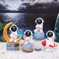 Set of four resin astronaut figurines in white and gold finish for desk decoration - Starry Astronaut (072-71) / Full Box Set